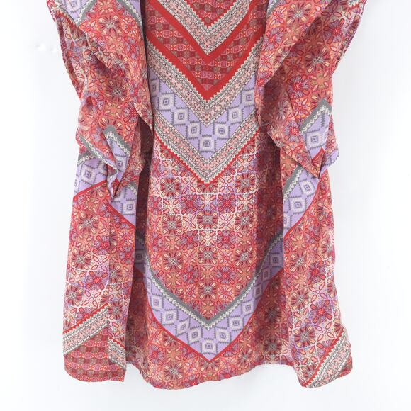 Fourteenth Place Boho Indie Romantic Floral Geometric Blouse Flutter Sleeve S - Picture 11 of 11